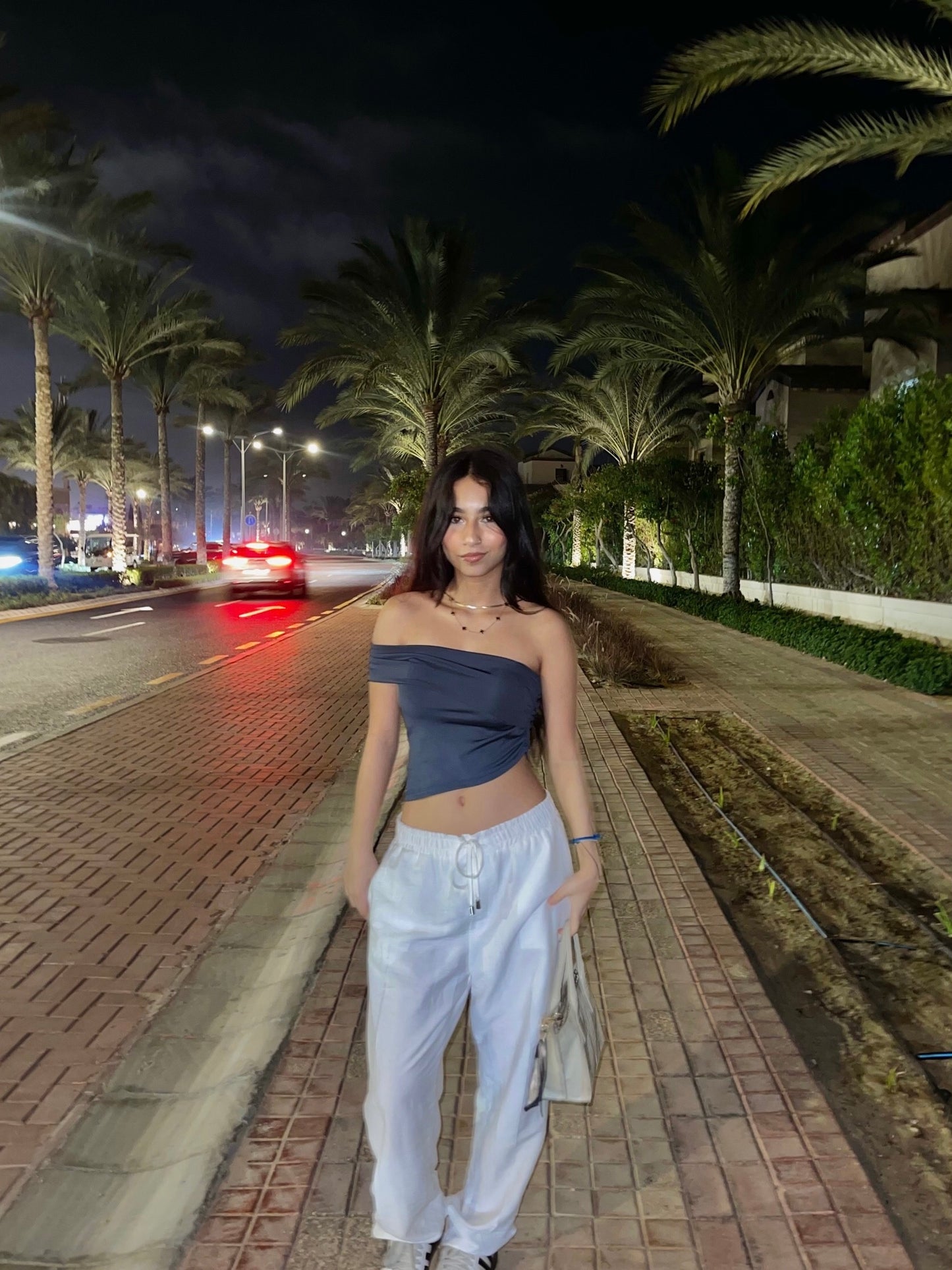 Gray one shoulder top