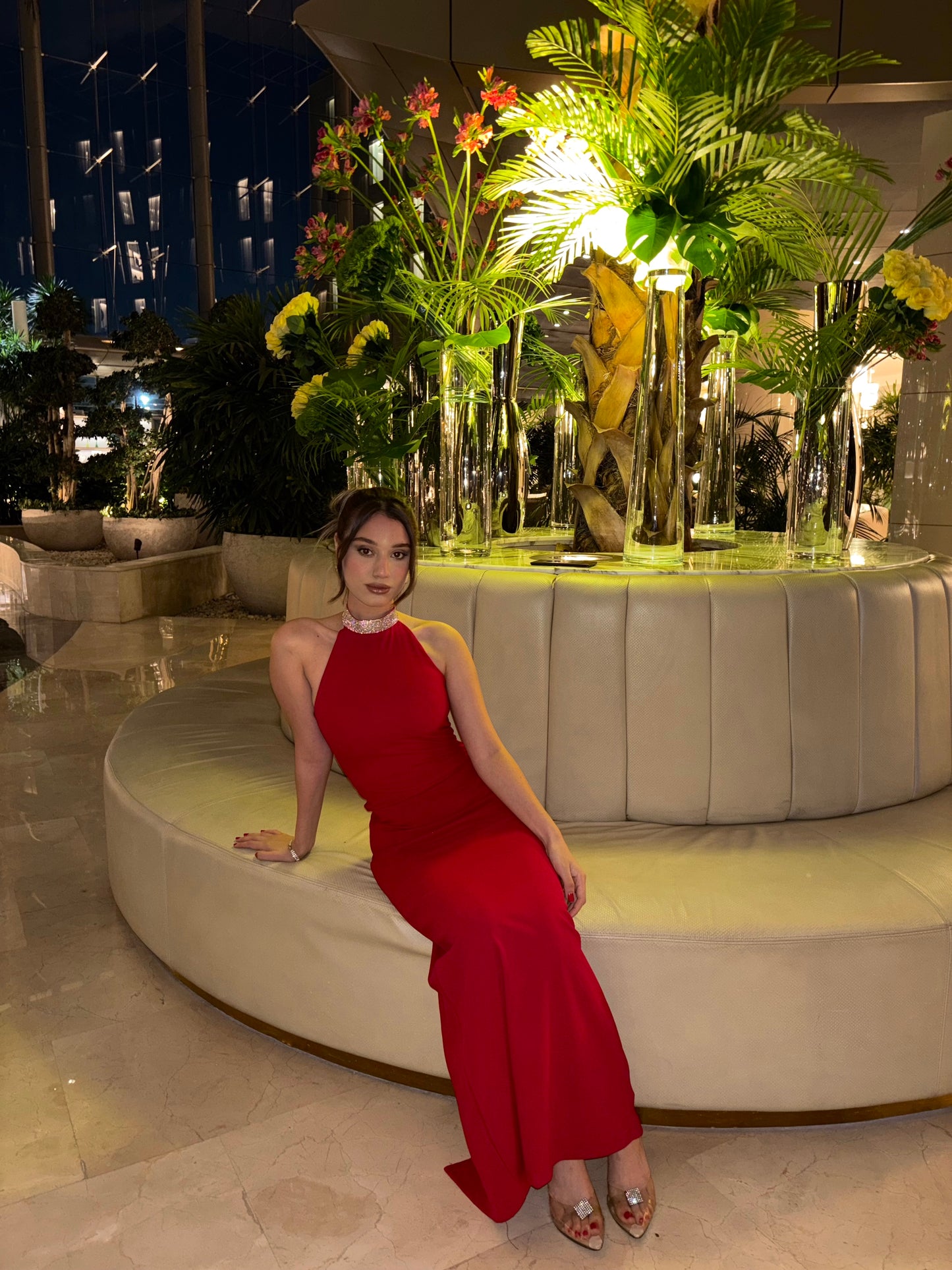 Red Noah Stone Detail Long Dress