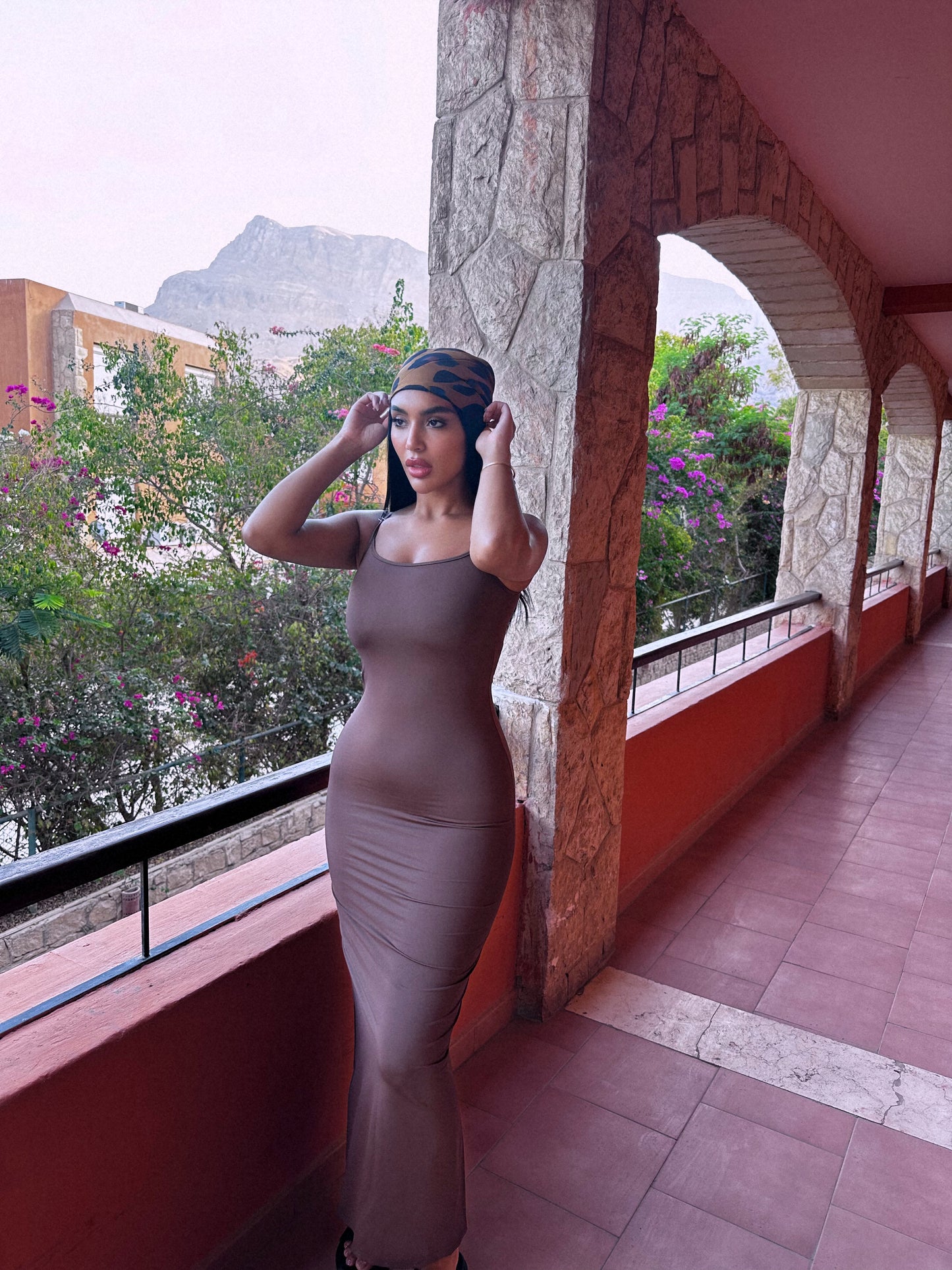 Brown  DRESS WITH ROPE STRAPS
