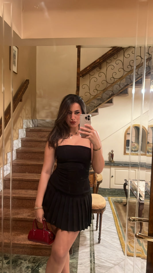 Black Anja Mini Strapless Dress