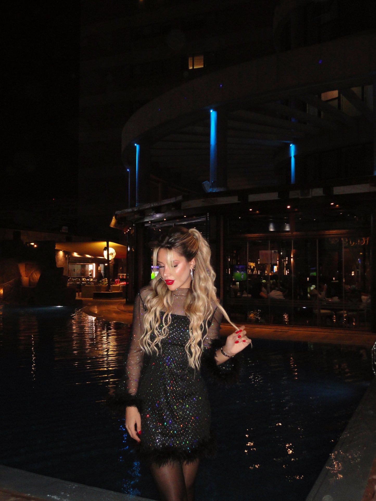 Black Sheer Midi Dress