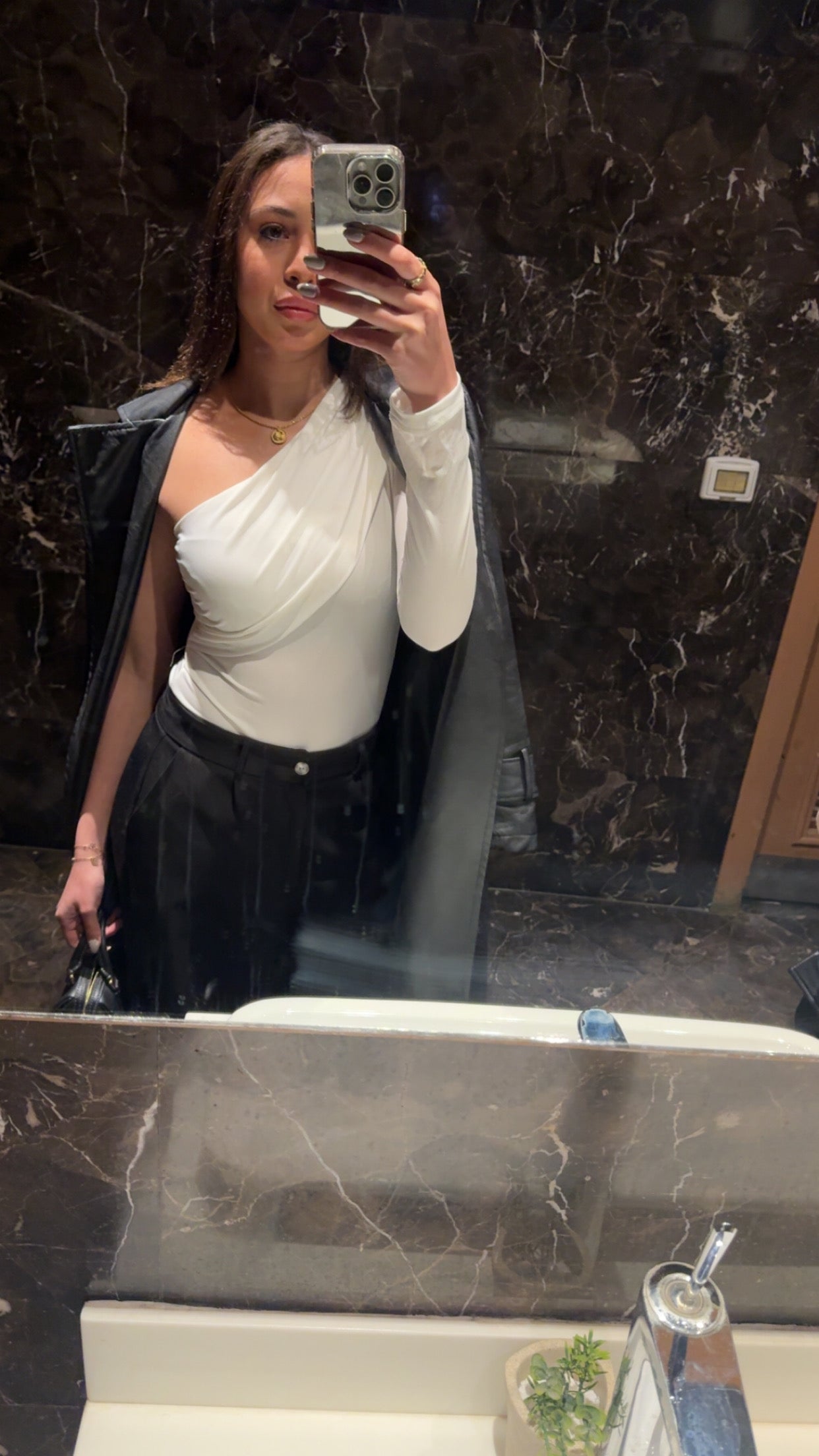 White One shoulder bodysuit