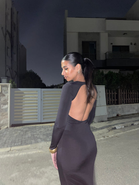 Black Long Sleeve Basic Dress