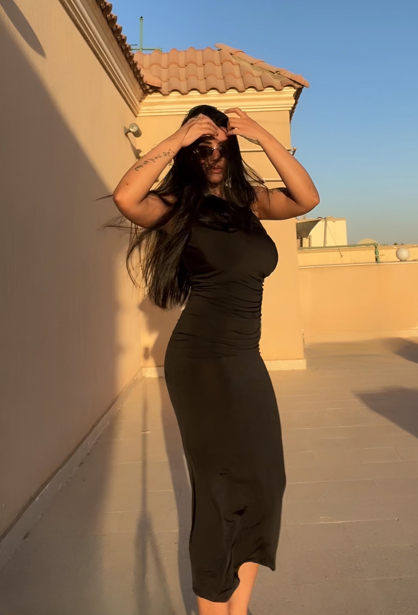 Black one shoulder dress