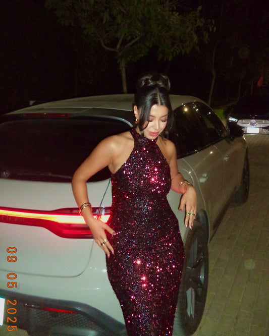 Fuchsia Shion Sequined Dress
