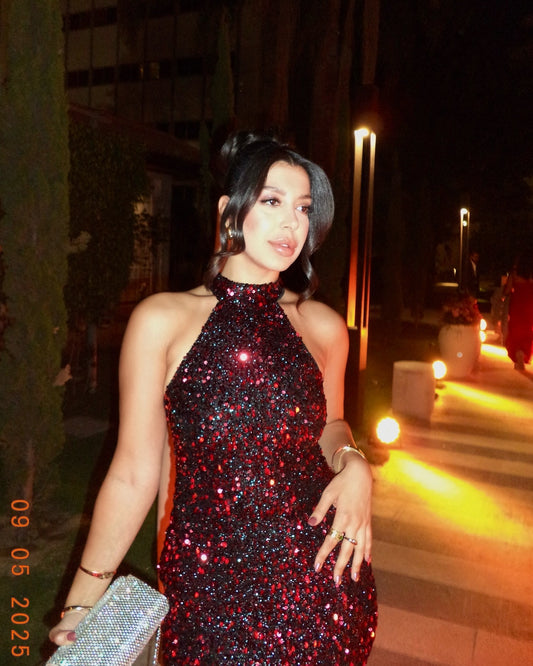 Fuchsia Shion Sequined Dress