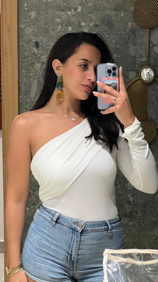 White One shoulder bodysuit