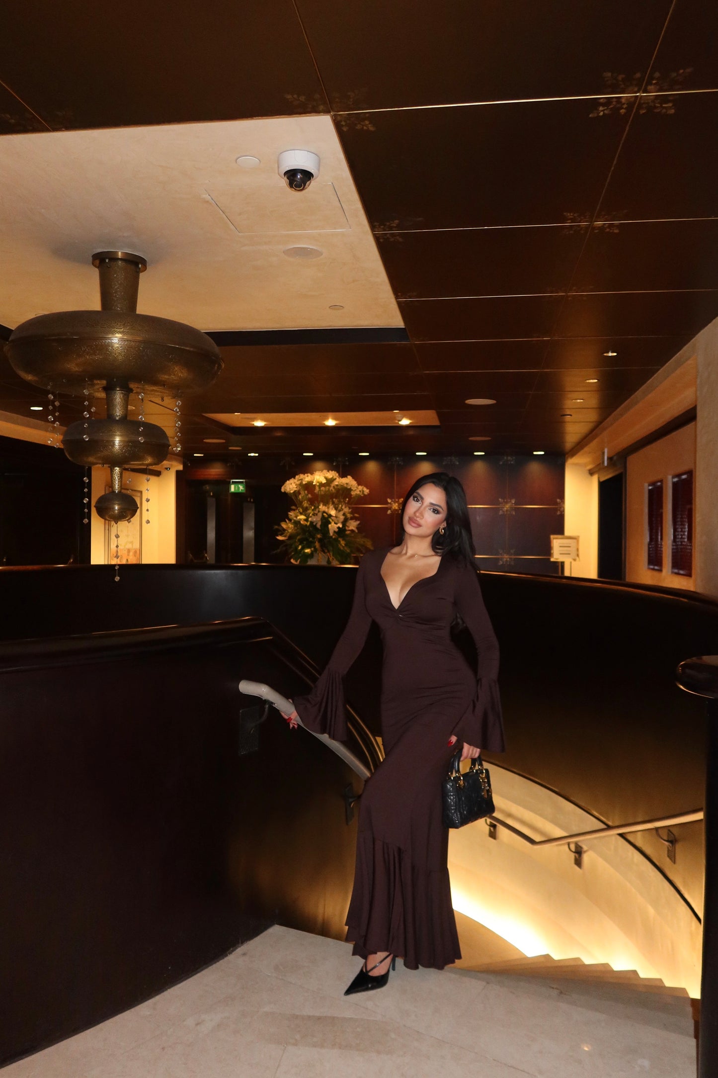 Brown Long Sleeve Dress