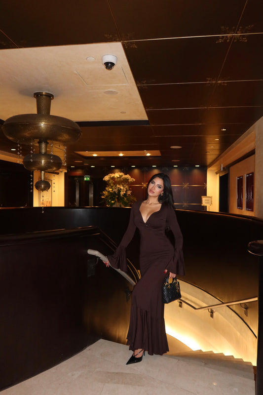 Brown Long Sleeve Dress