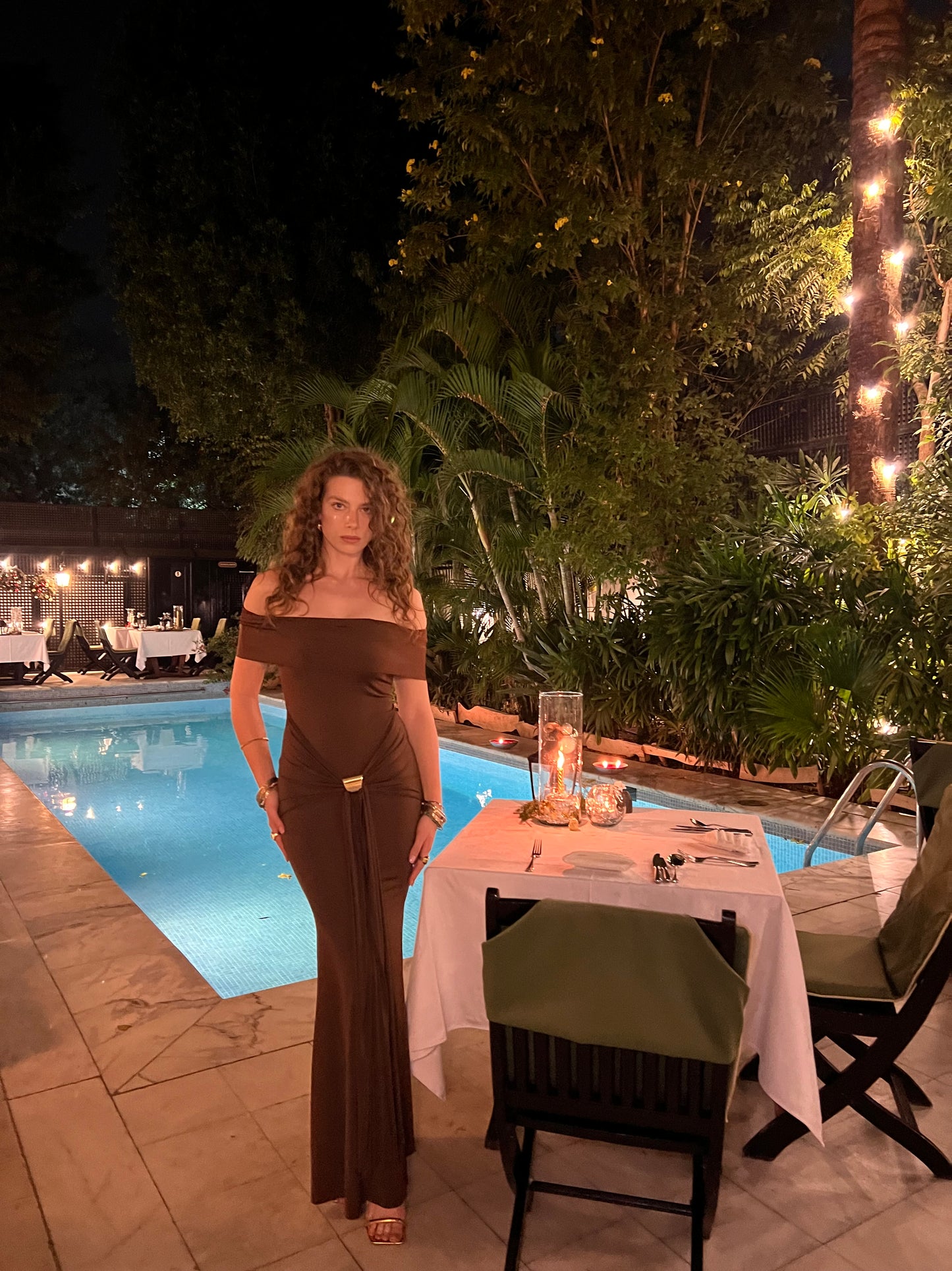 Brown Allayia Long Dress