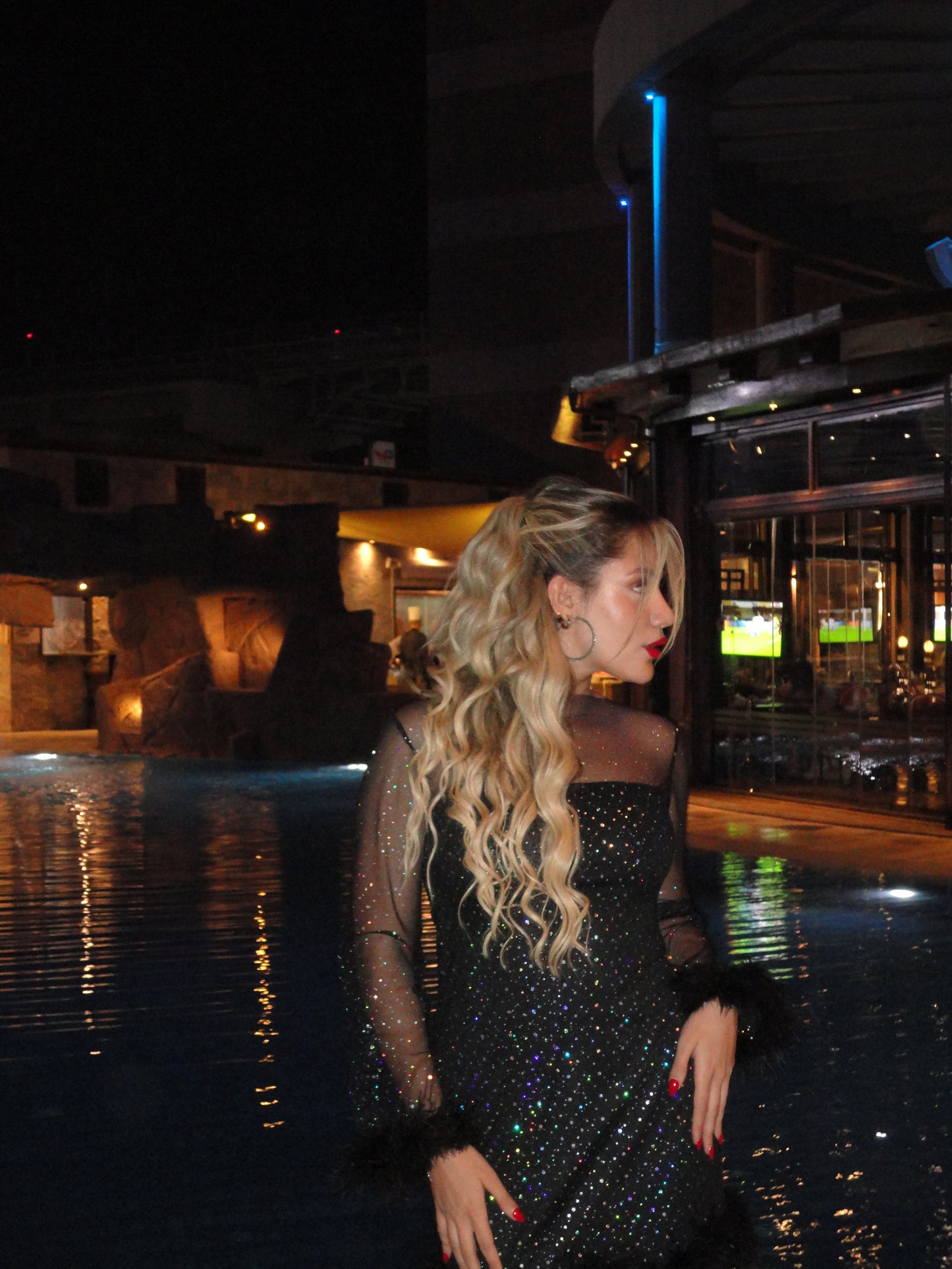 Black Sheer Midi Dress