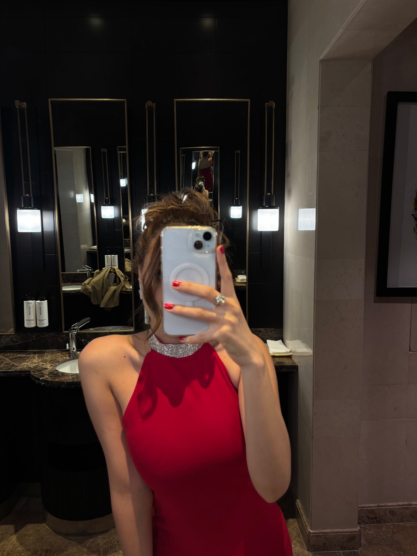 Red Noah Stone Detail Long Dress