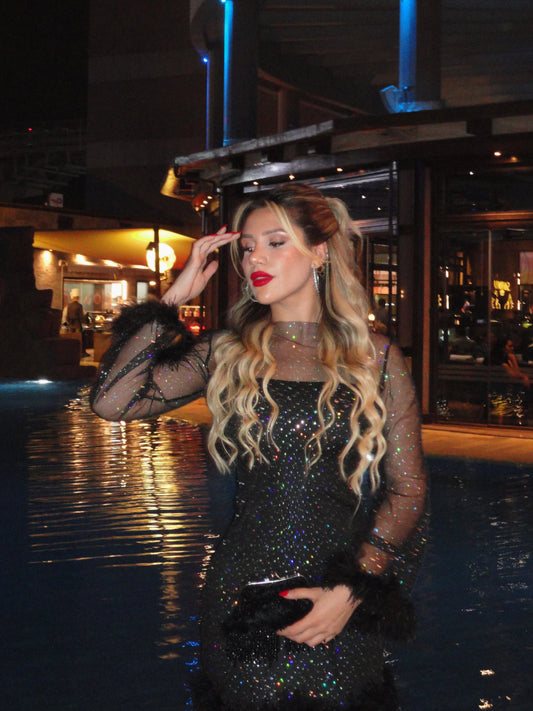 Black Sheer Midi Dress