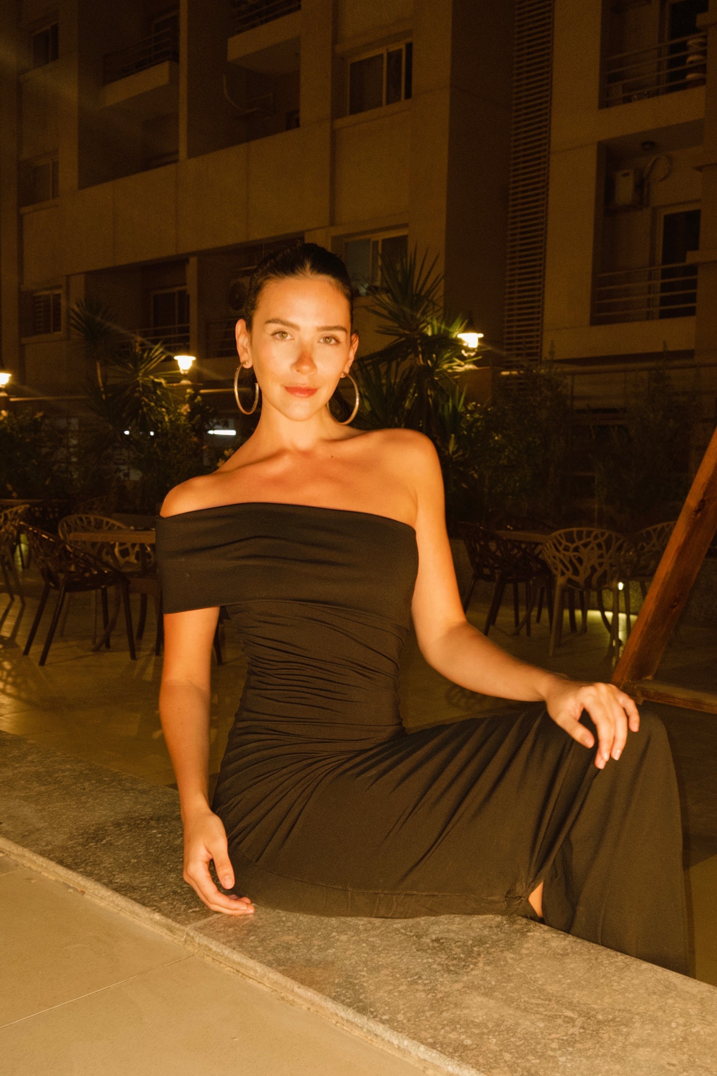 Black Vanya One Sleeve Dress