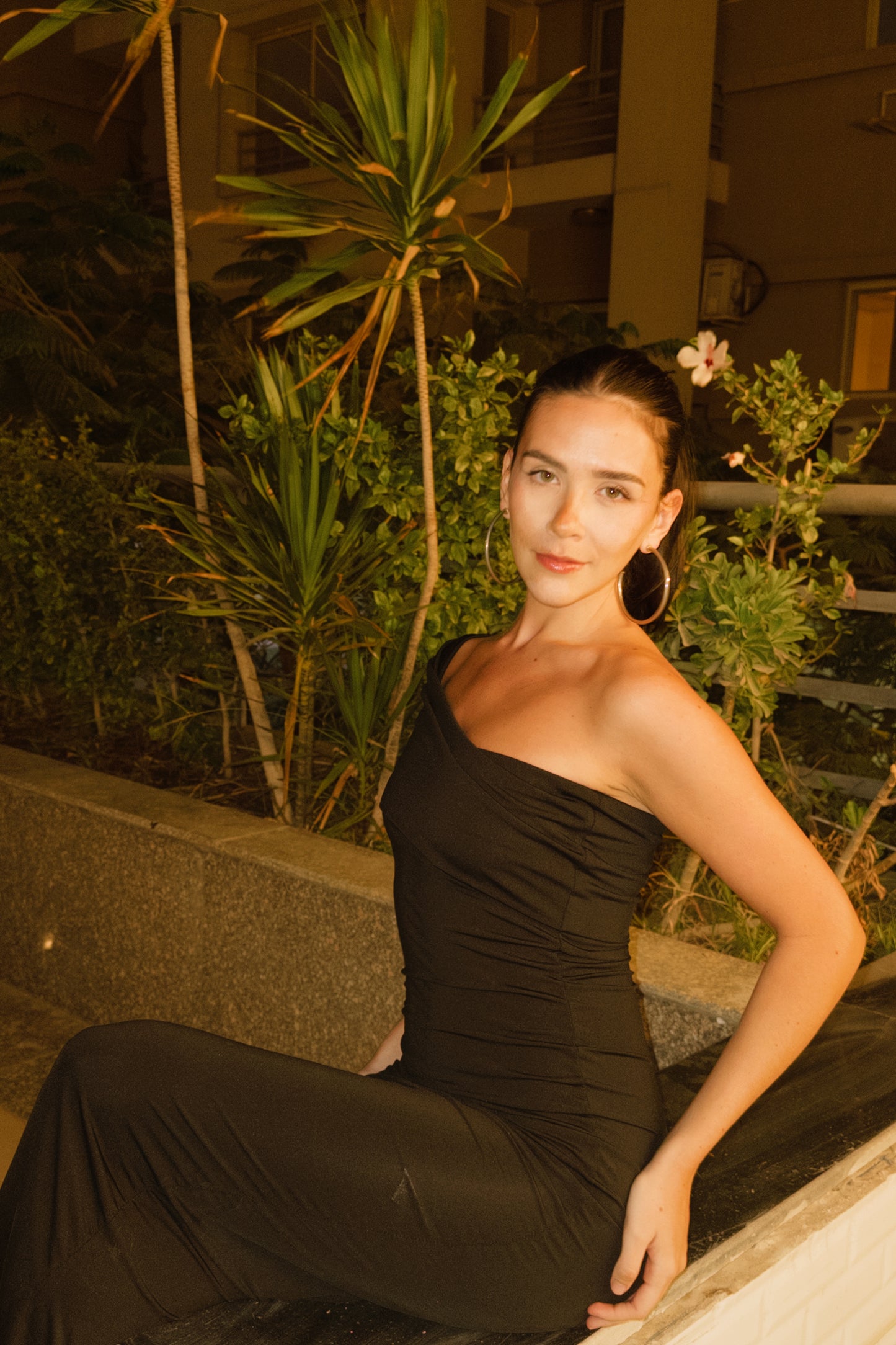 Black Vanya One Sleeve Dress