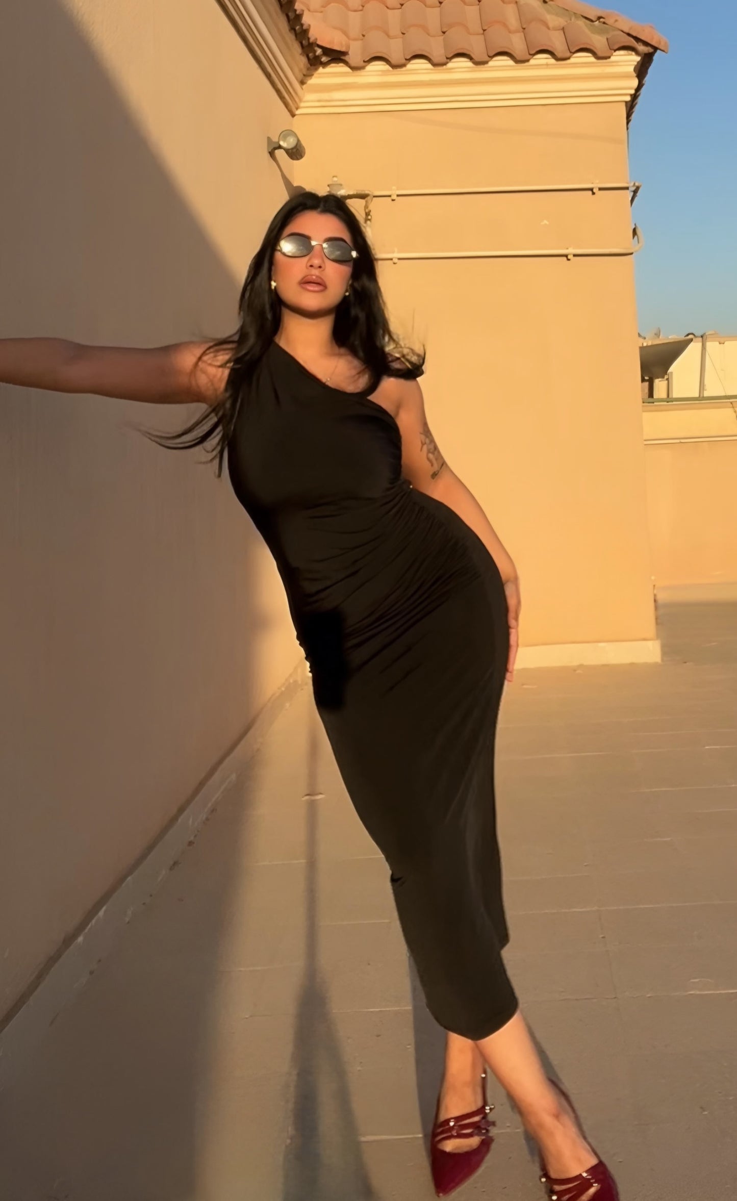 Black one shoulder dress