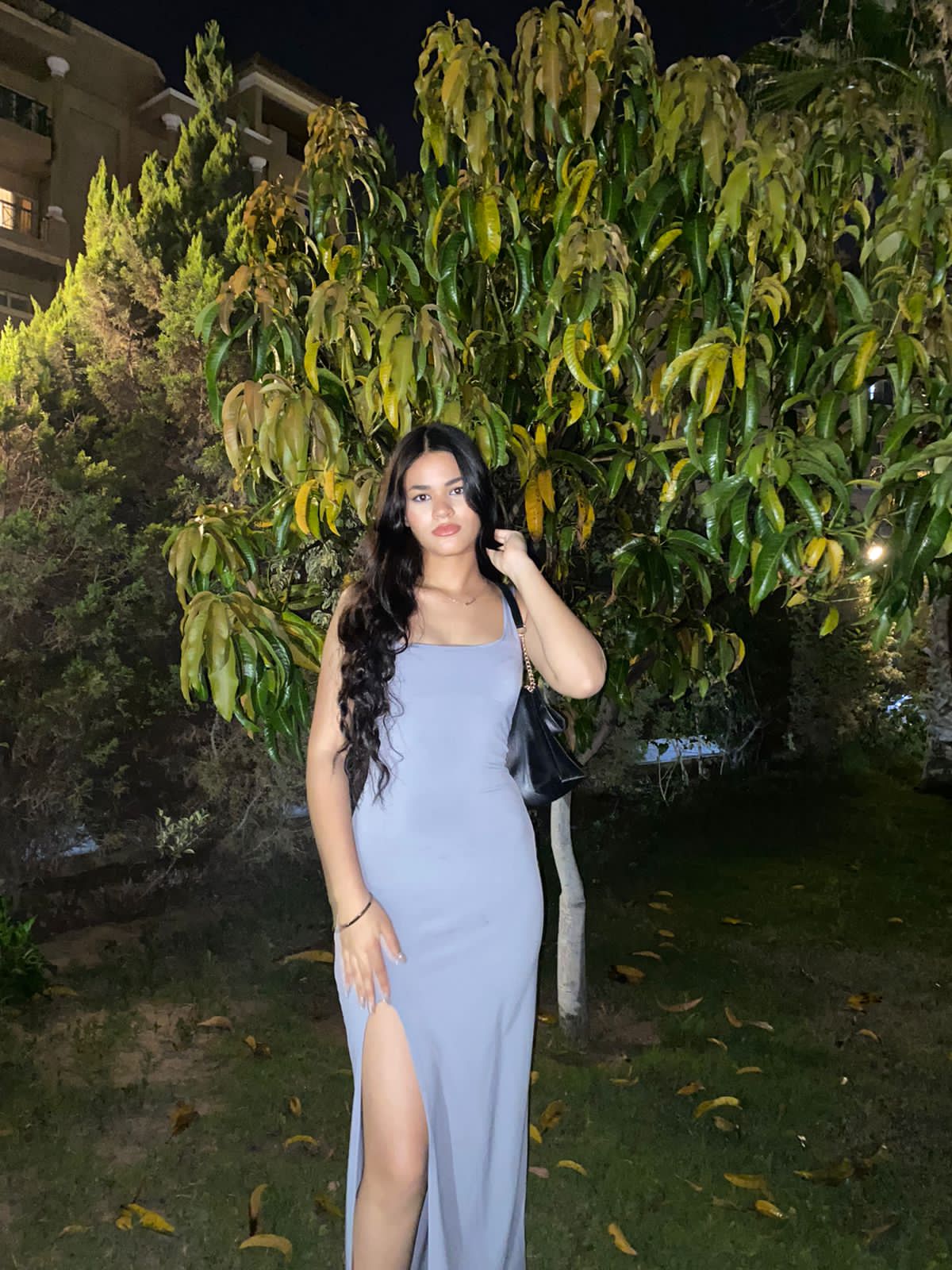Gray Square Collar Slit Dress