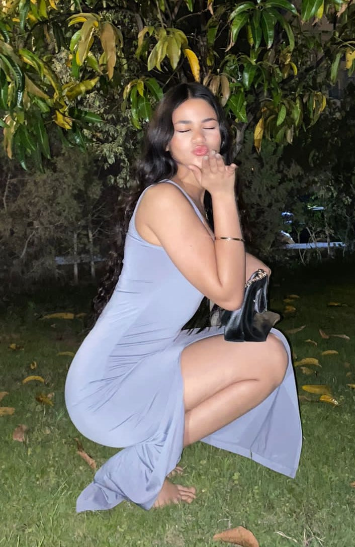 Gray Square Collar Slit Dress