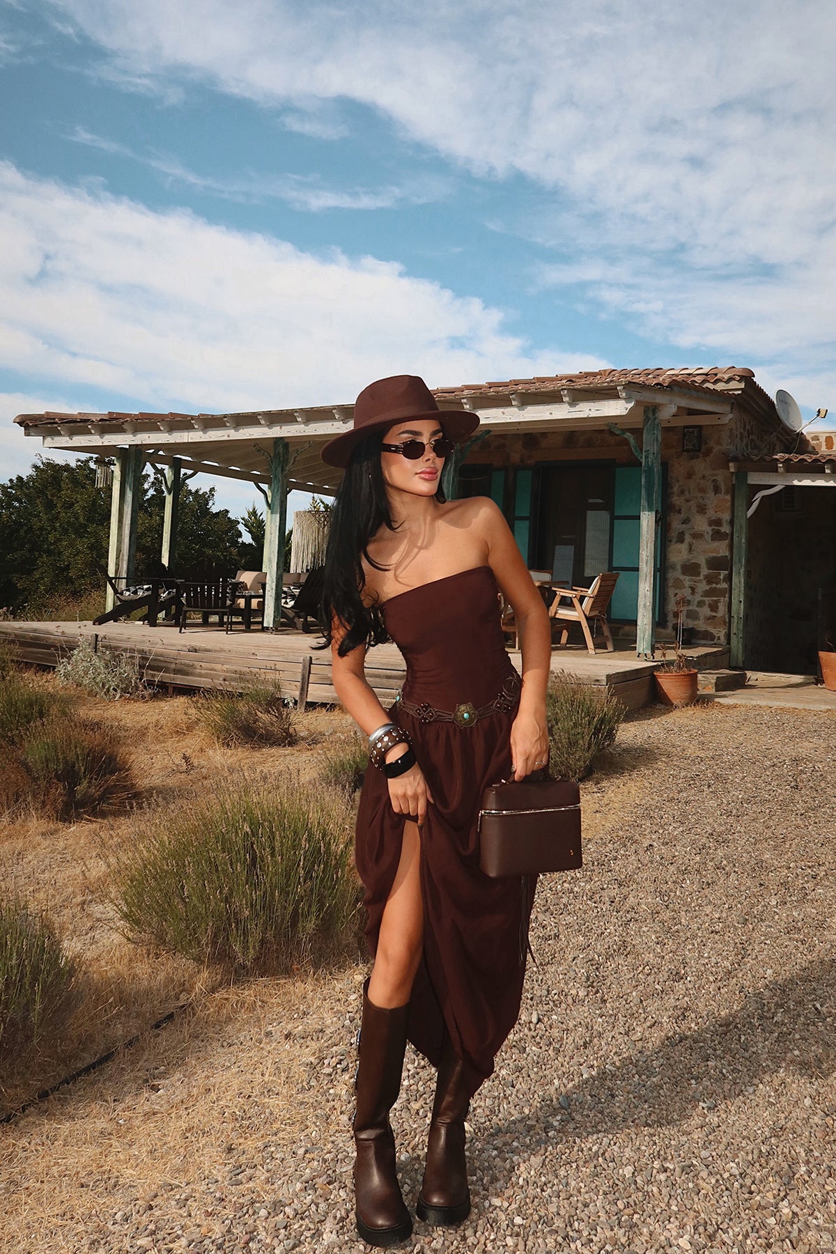 Brown Damson Maxi Dress