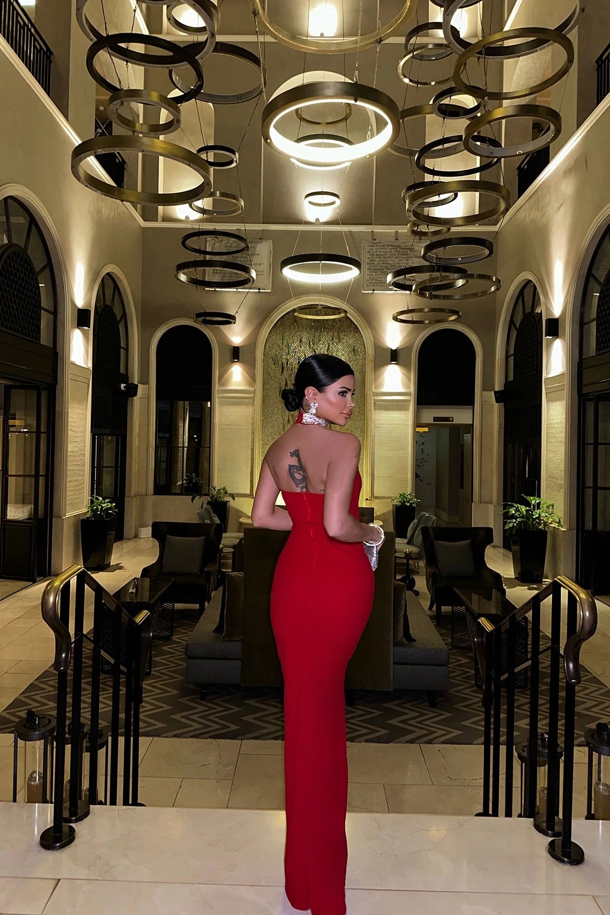 Red Noah Stone Detail Long Dress
