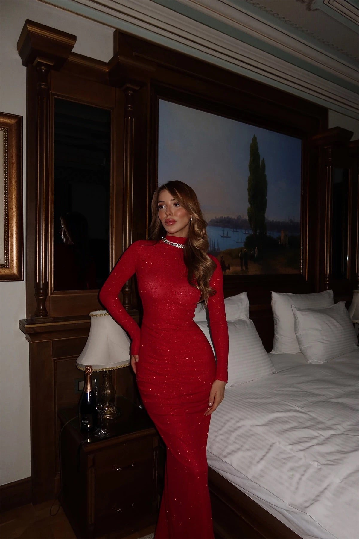 Red Antina Glitter Dress