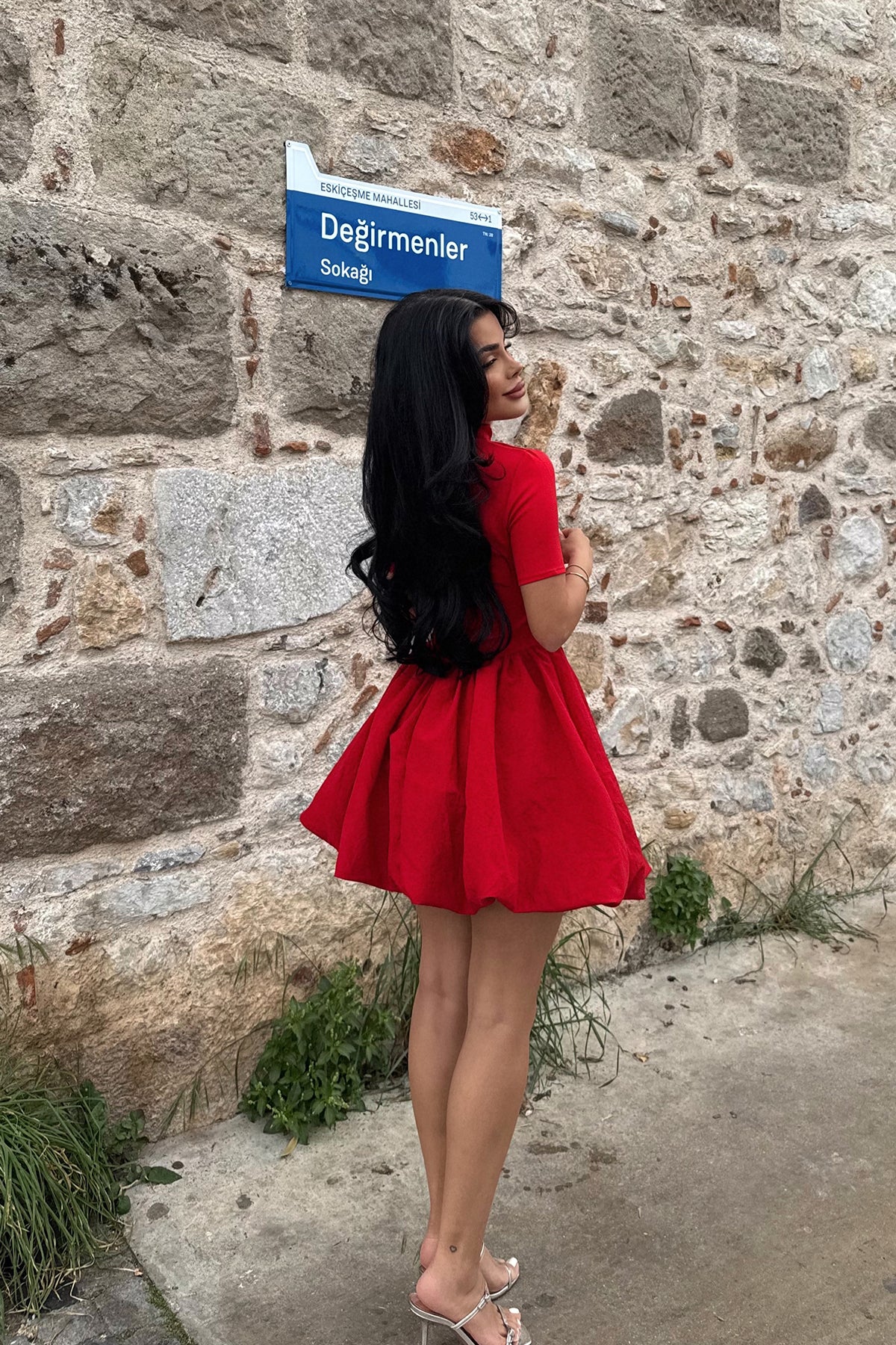 Red Window Detail Mini Dress
