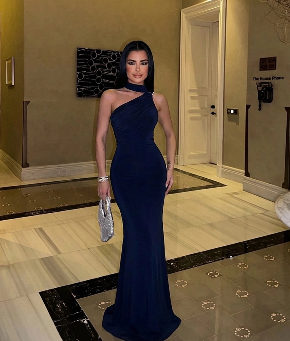 navy  Marcia Long Dress