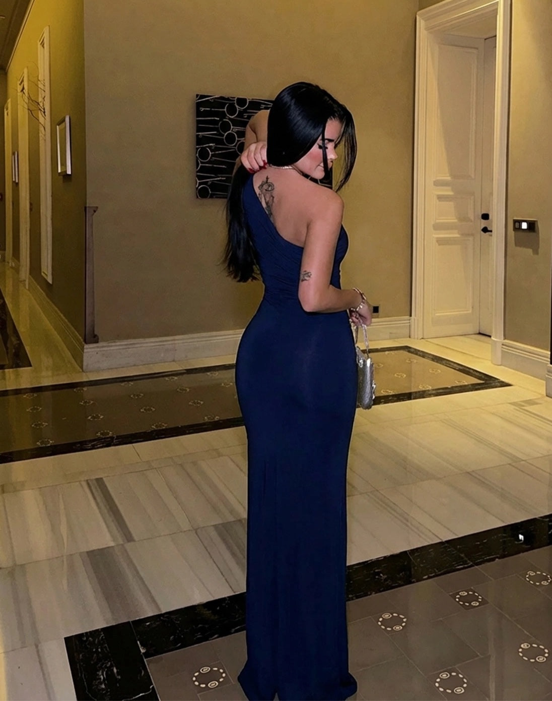 navy  Marcia Long Dress