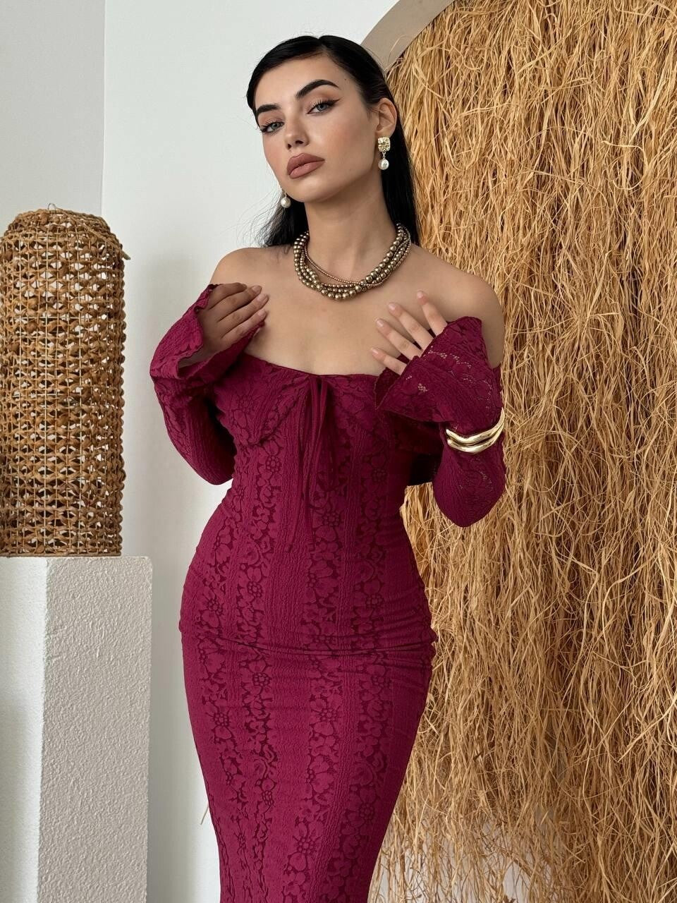 Burgundy Maya Strapless Dress