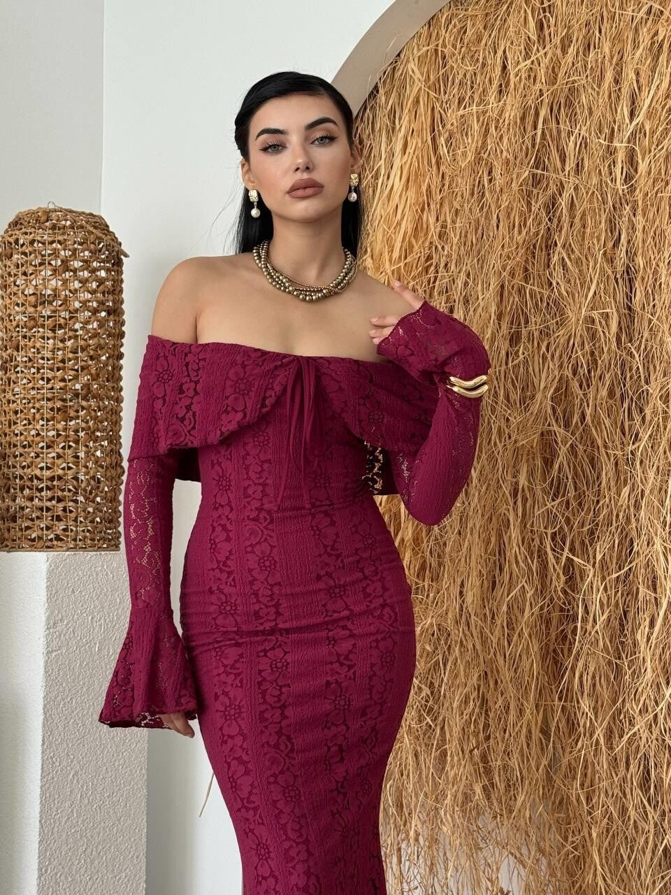Burgundy Maya Strapless Dress
