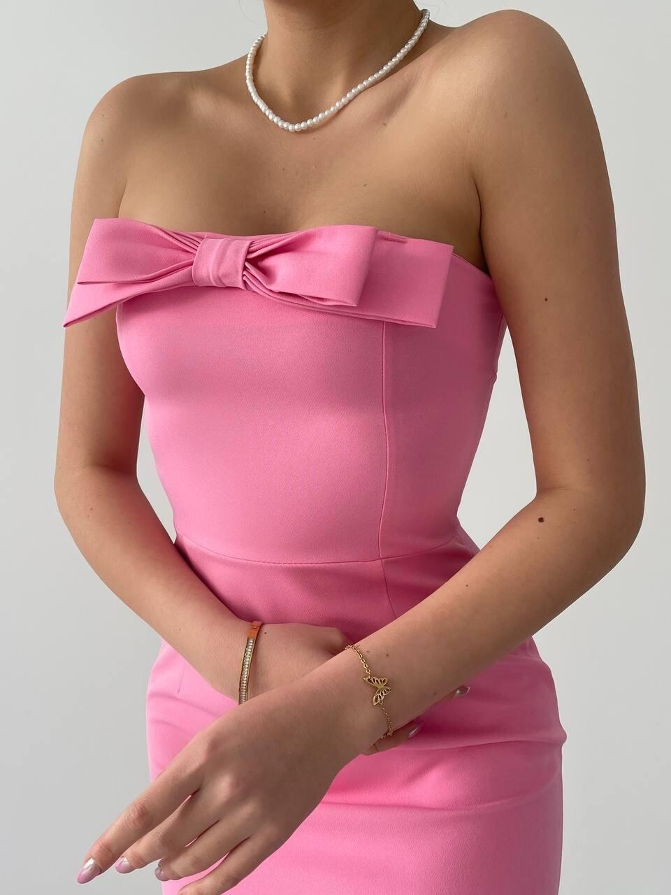 Pink DRESS WITH RIBBON FRONT