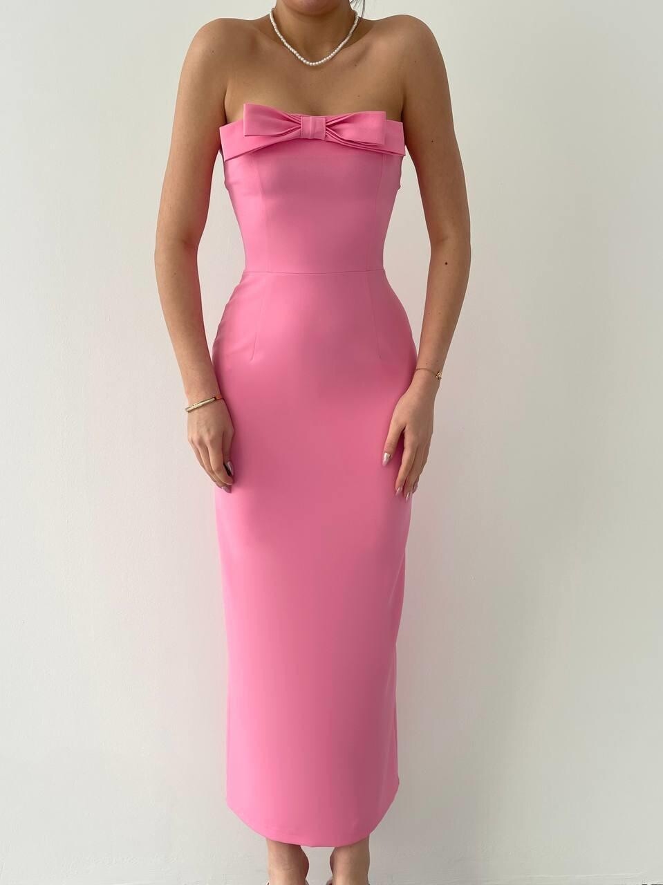 Pink DRESS WITH RIBBON FRONT