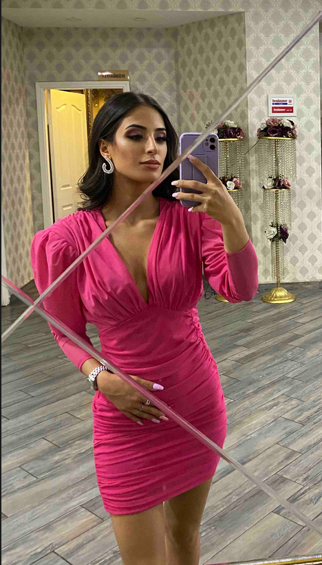 Pink Draped Tulle Dress