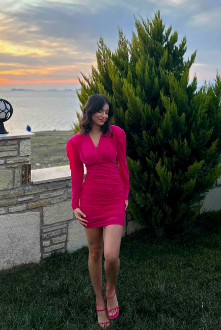 Pink Draped Tulle Dress