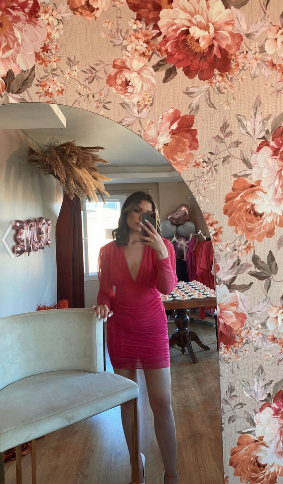 Pink Draped Tulle Dress