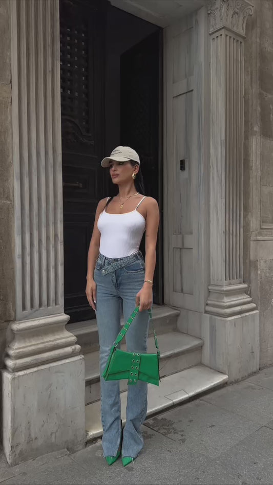 blue criss cross jeans