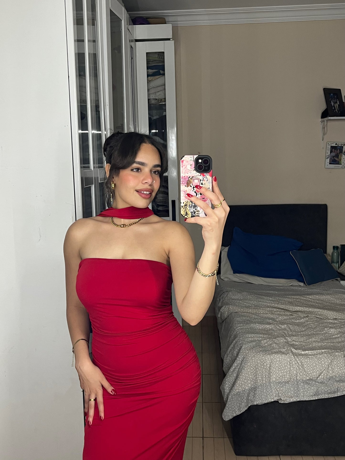 Red  Coraline Tie Dress