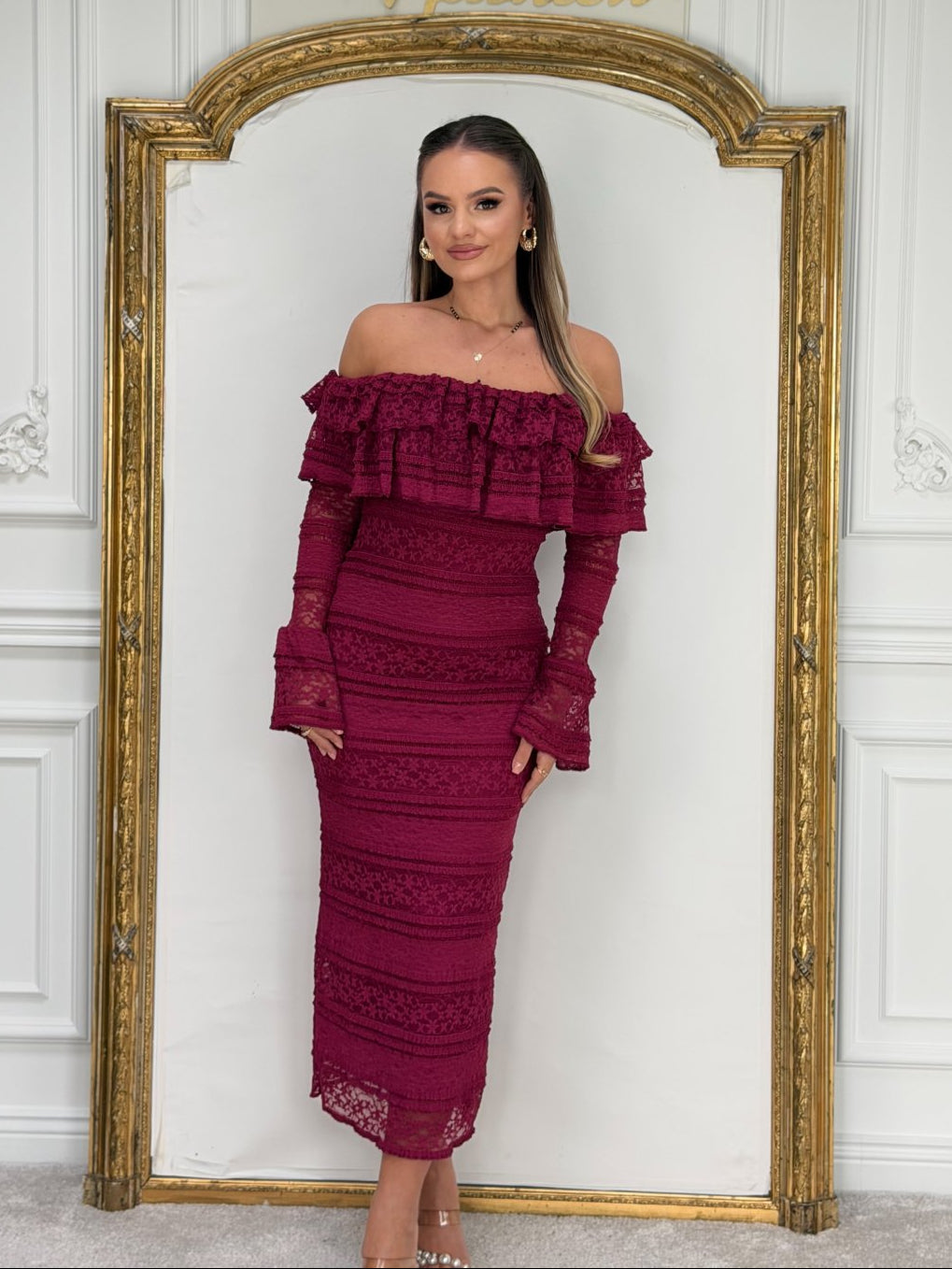 burghandy Vova Strapless Dress