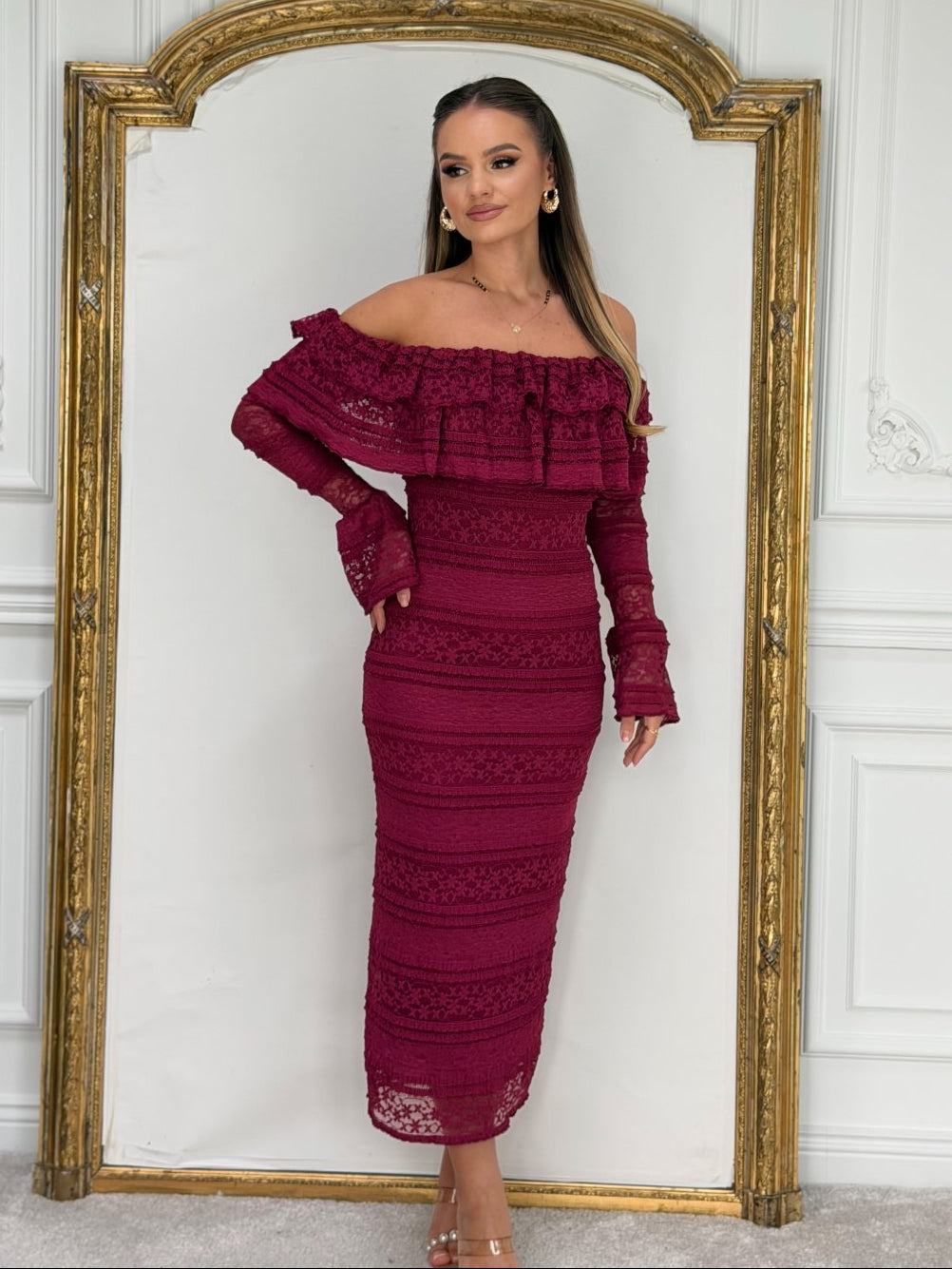 burghandy Vova Strapless Dress