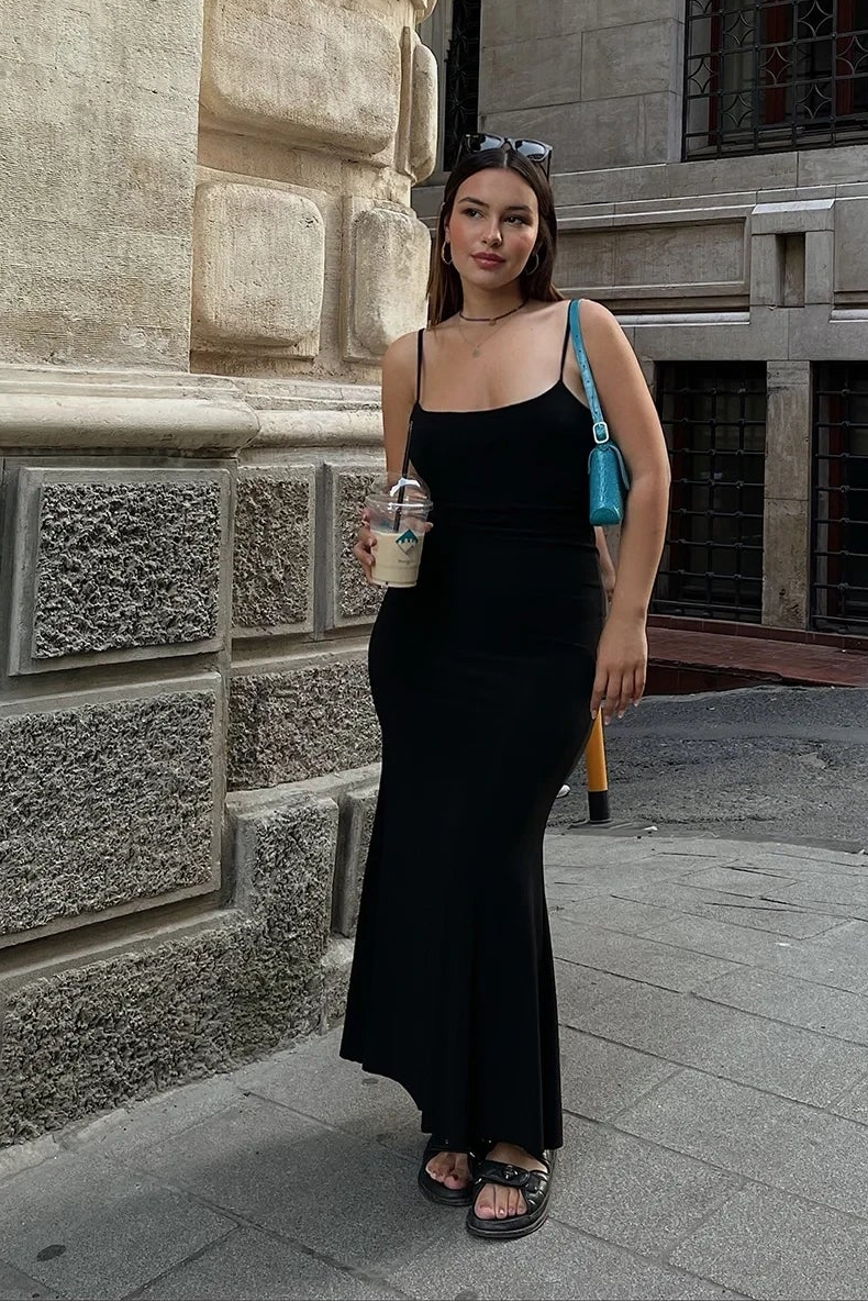 Black Strap Maxi Dress
