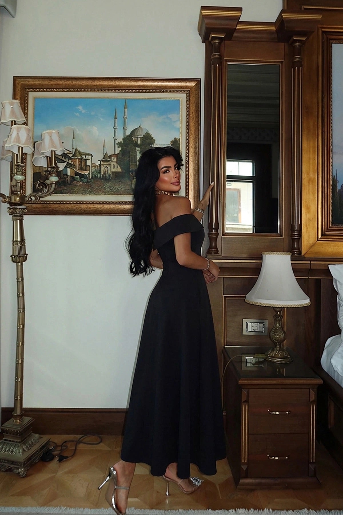 Black Madonna Collar Dress