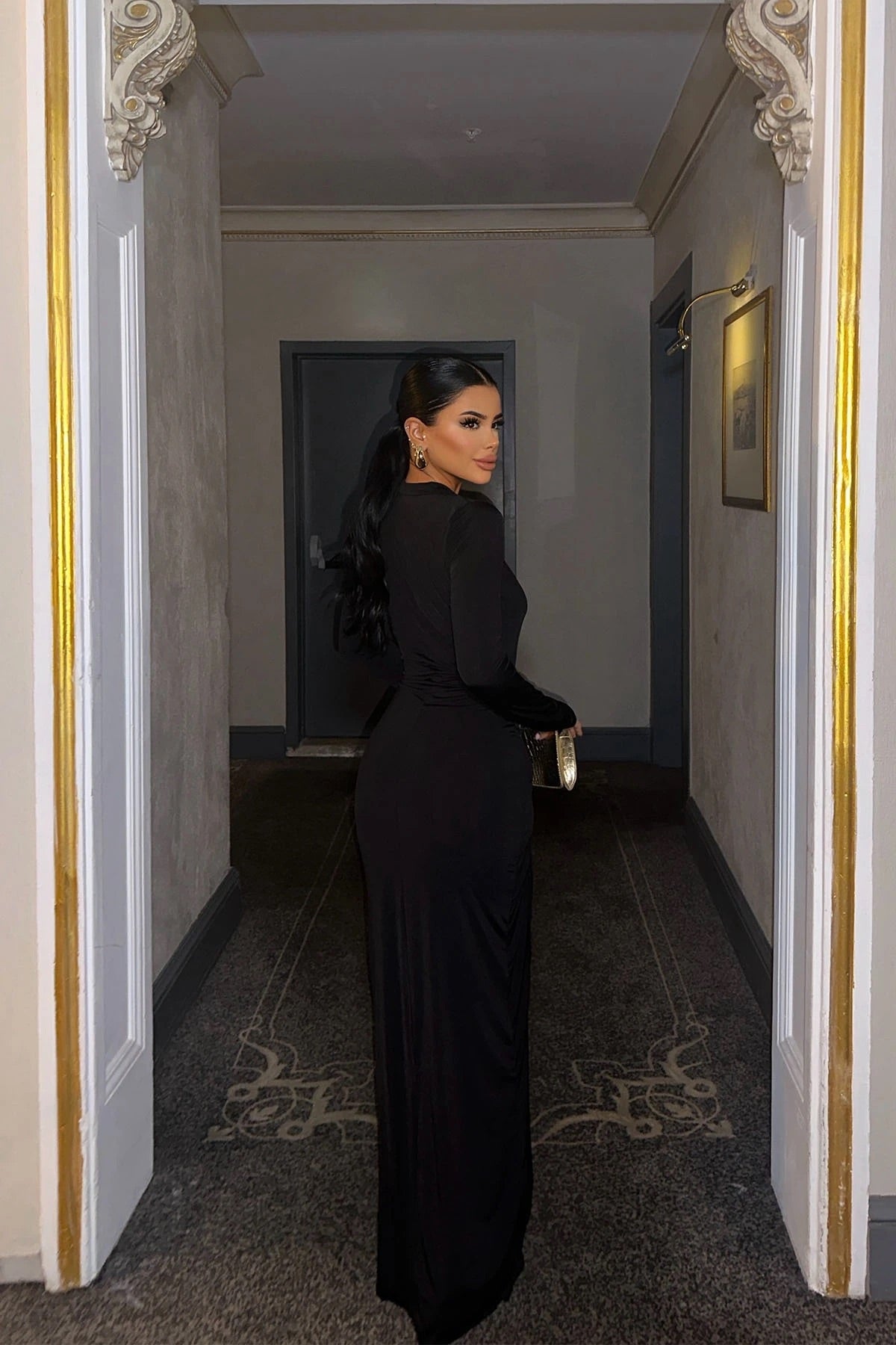 Long Dress With Black Double Slits