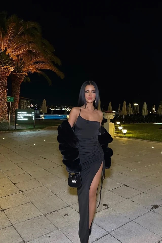 BLACK Deep Slit Dress