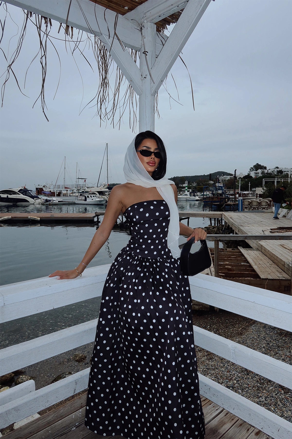 Black Tara Polka Dot Long Dress