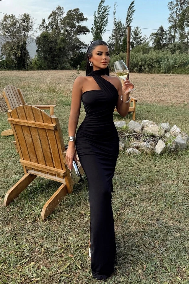 Black Coraline Tie Dress