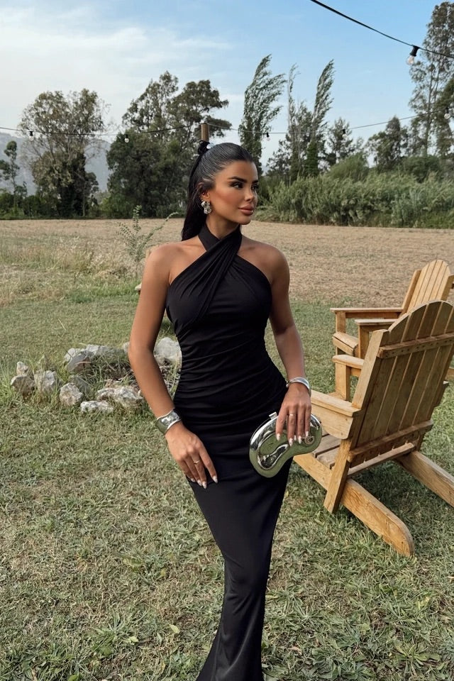 Black Coraline Tie Dress