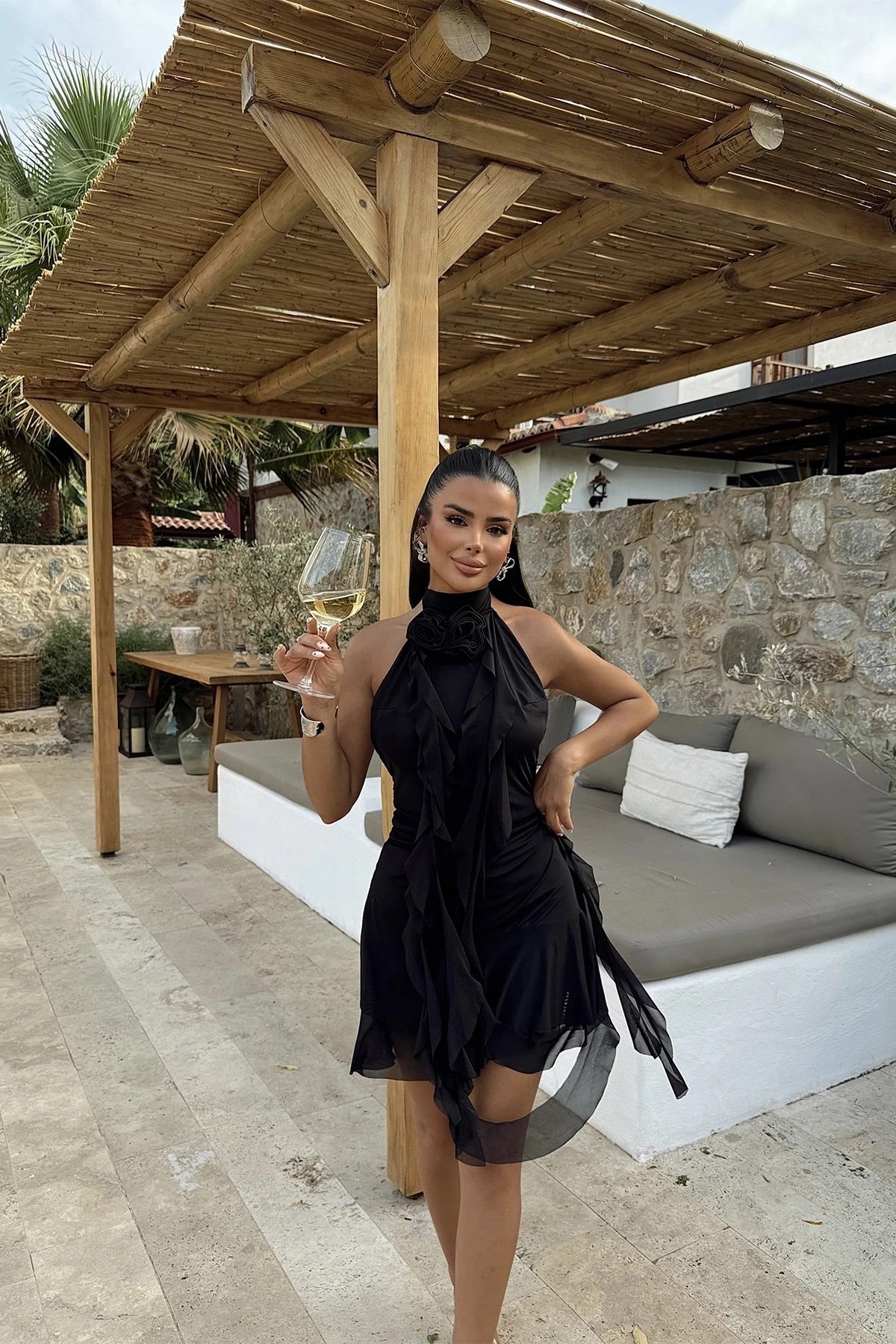 BLACK Polina Ruffle Dress