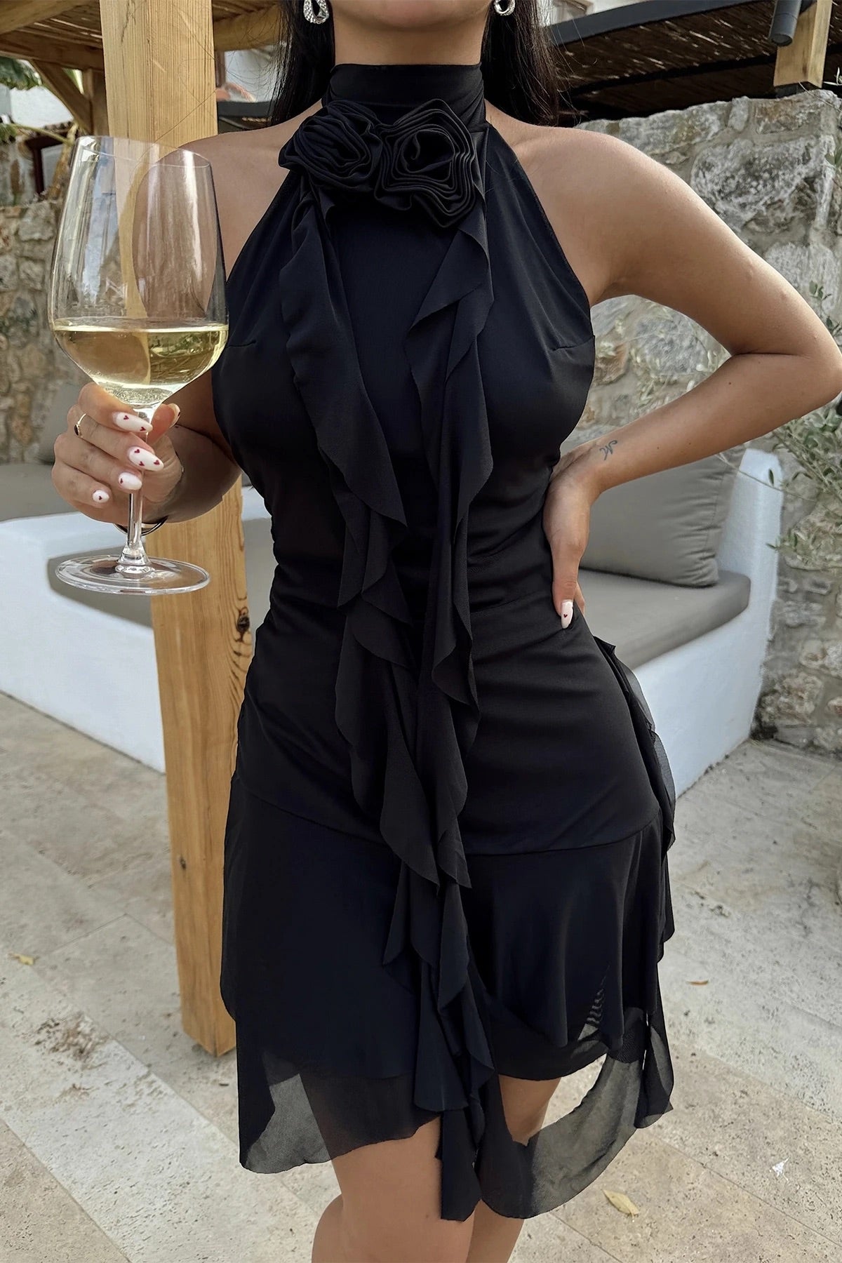 BLACK Polina Ruffle Dress