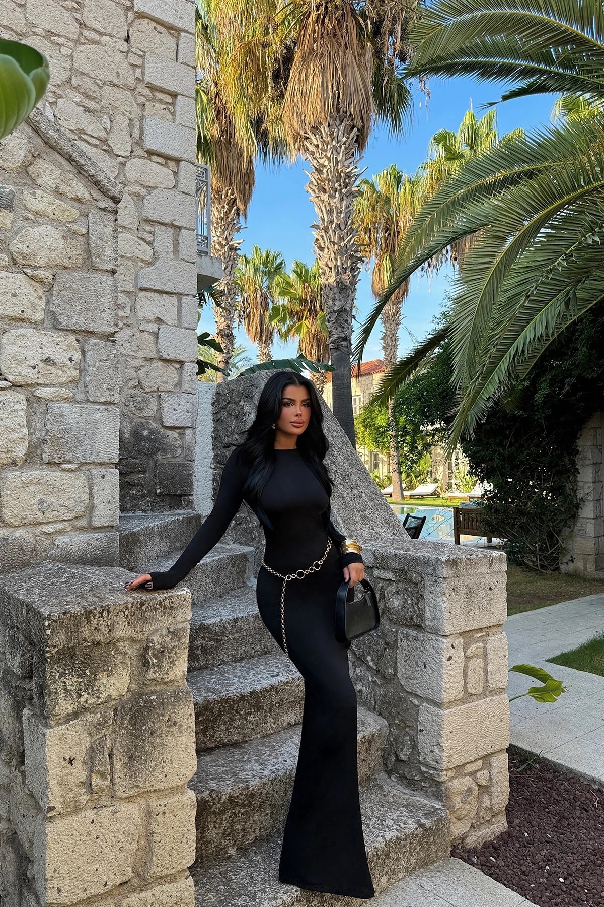 Black Long Sleeve Basic Dress