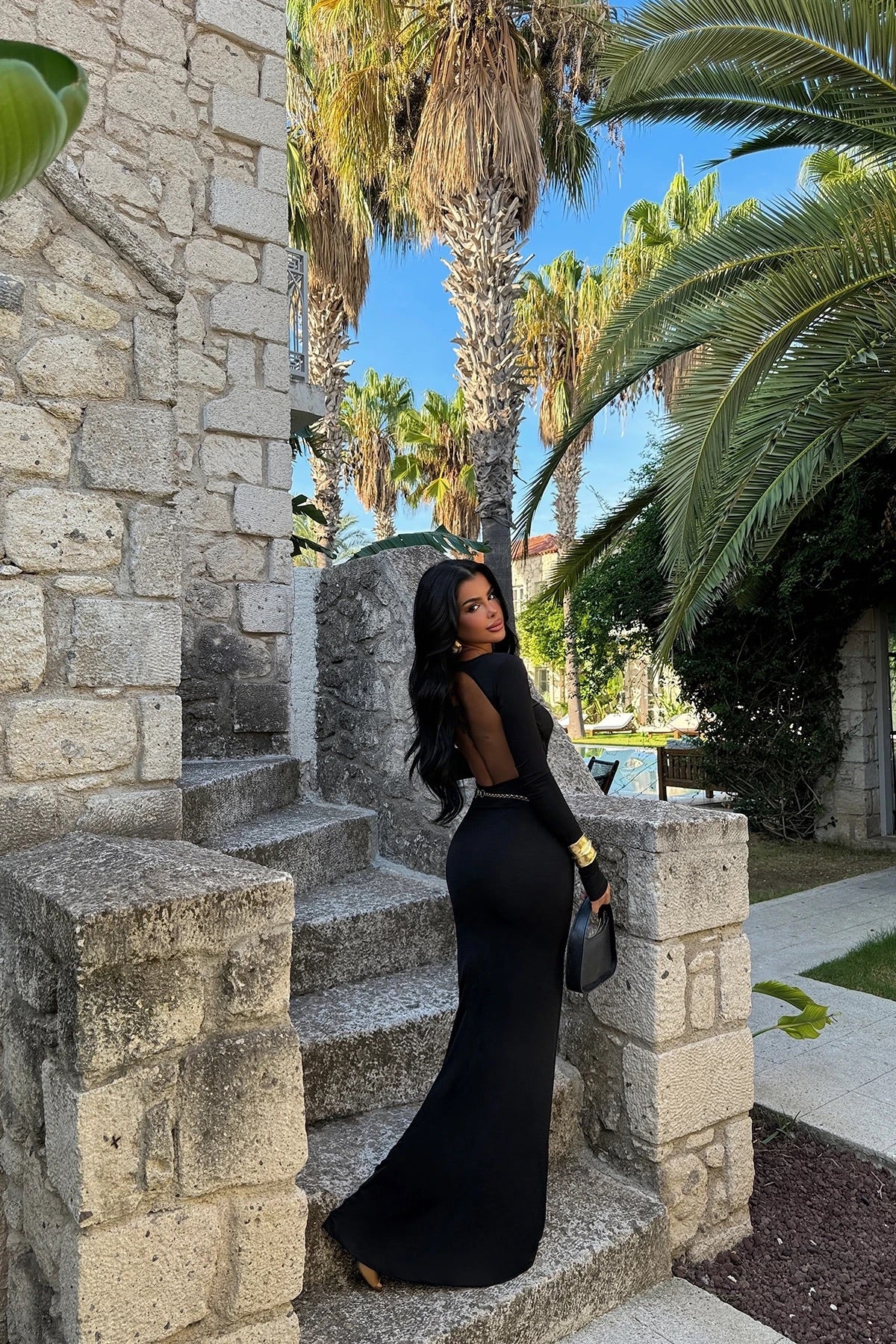 Black Long Sleeve Basic Dress